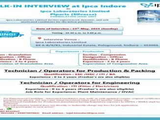 IPCA Laboratories Officer Walk In Drive 2025 Notification